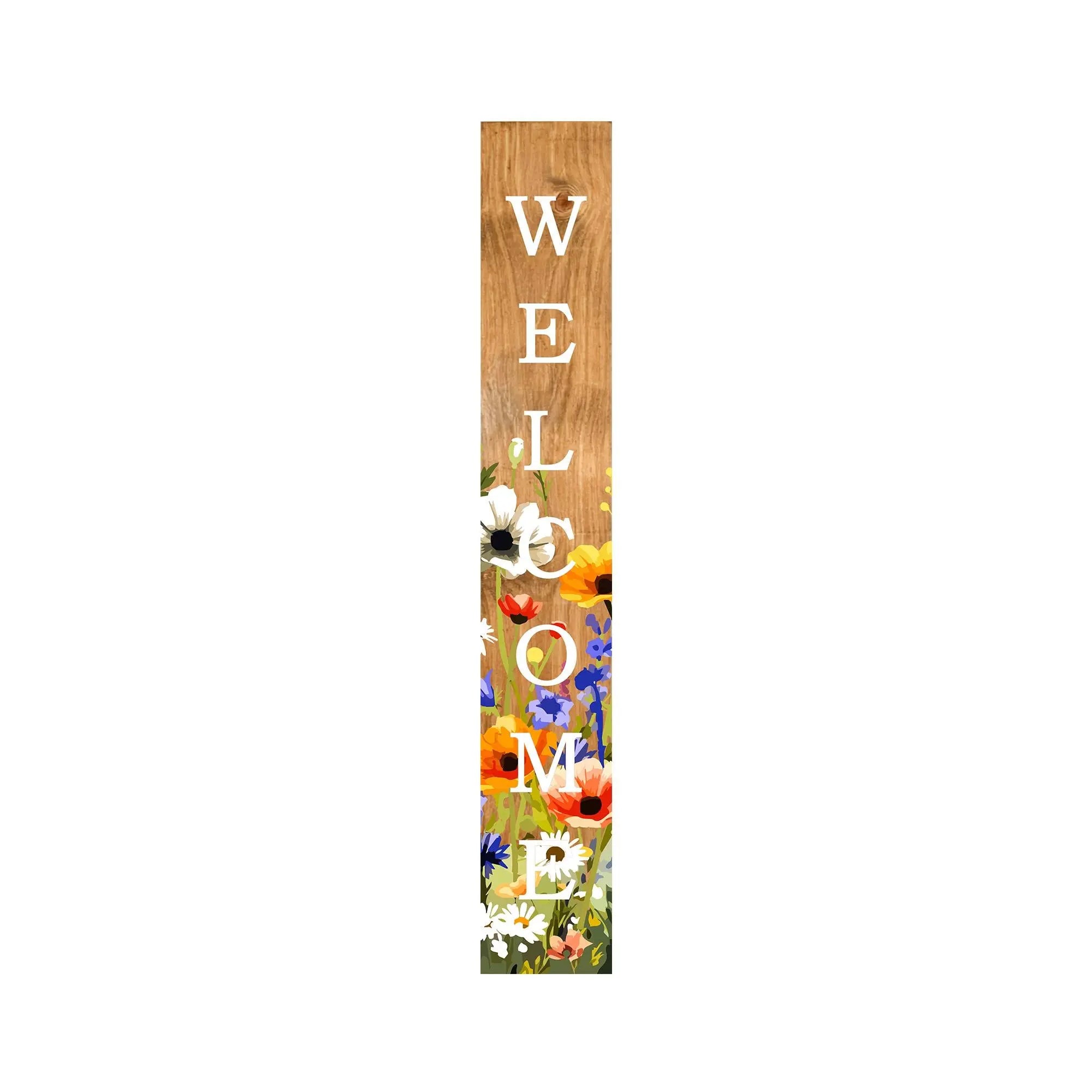 59" Green Natural And White Solid Wood Welcome Porch Sign Homeroots Outdoor