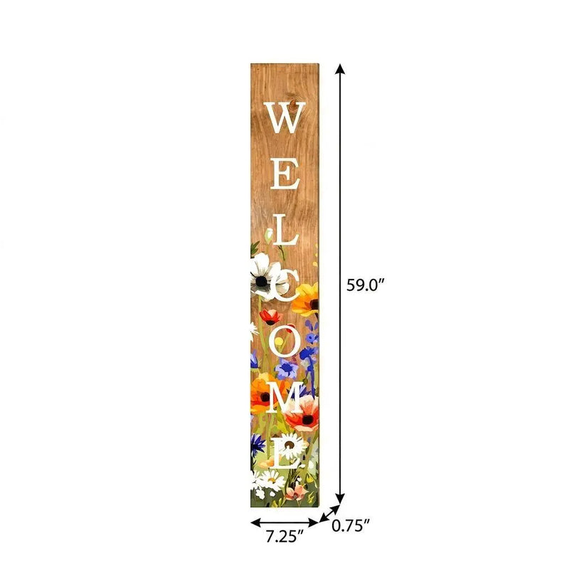 59" Green Natural And White Solid Wood Welcome Porch Sign Homeroots Outdoor
