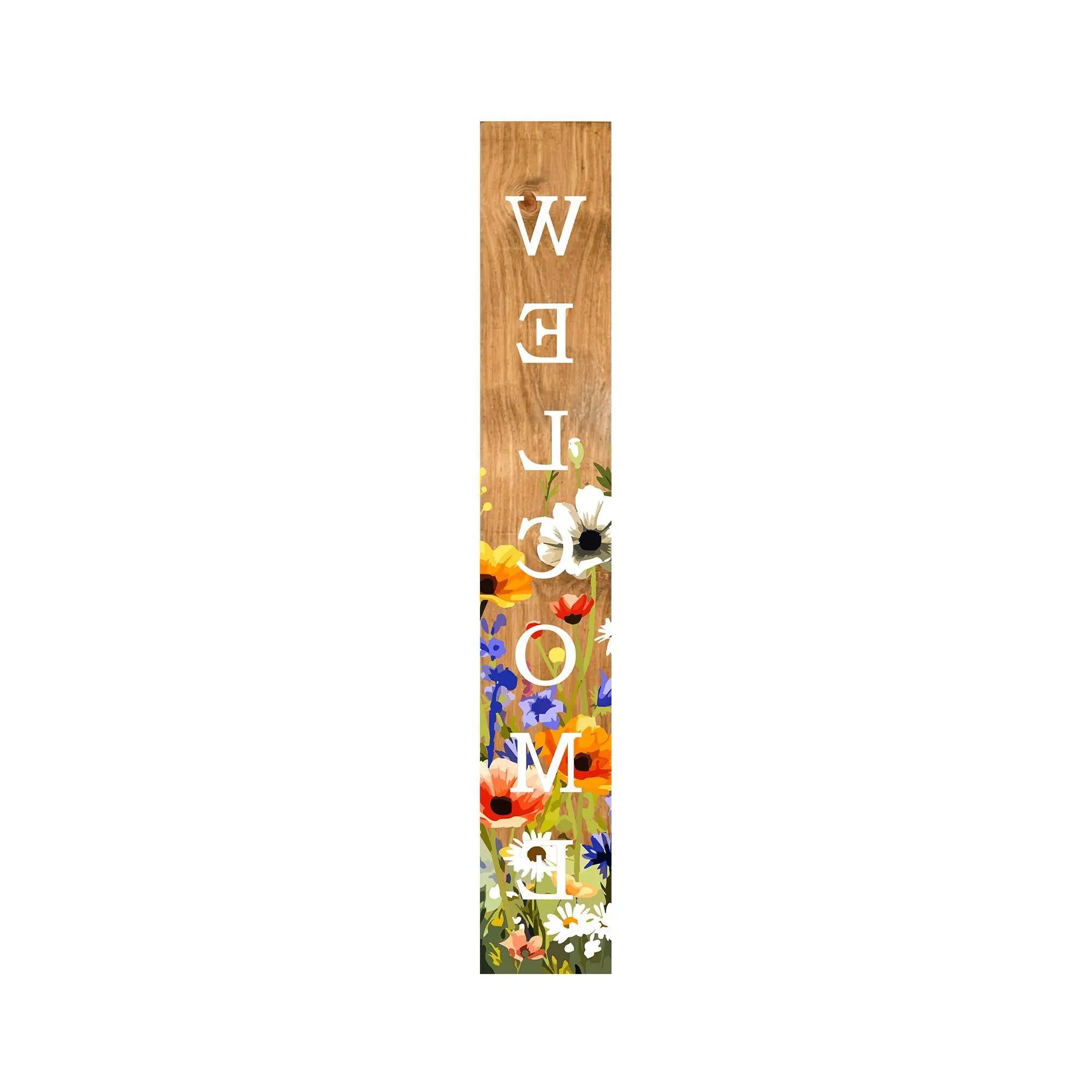 59" Green Natural And White Solid Wood Welcome Porch Sign Homeroots Outdoor