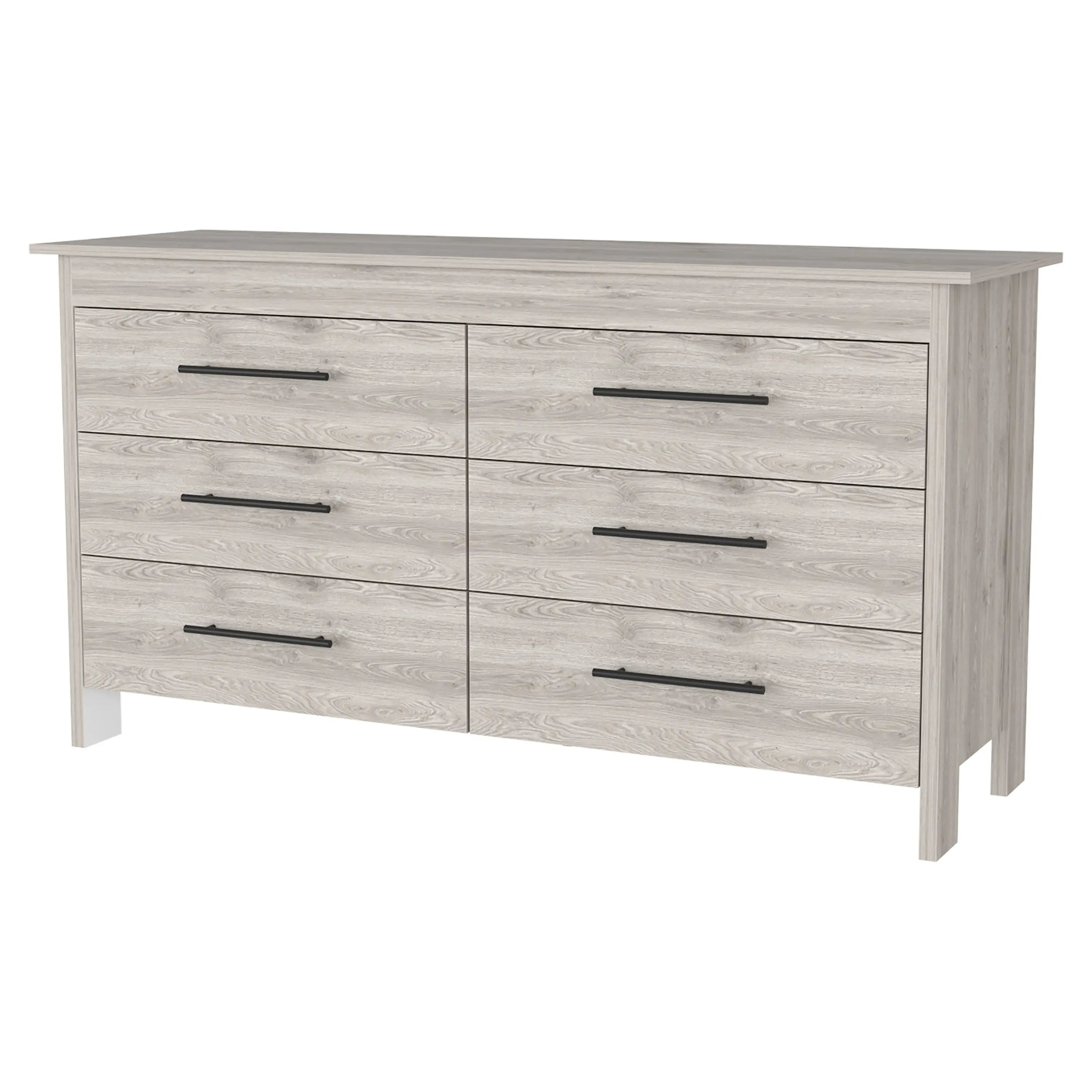 59" Light Gray Six Drawer Double Dresser Homeroots Bed & Bath
