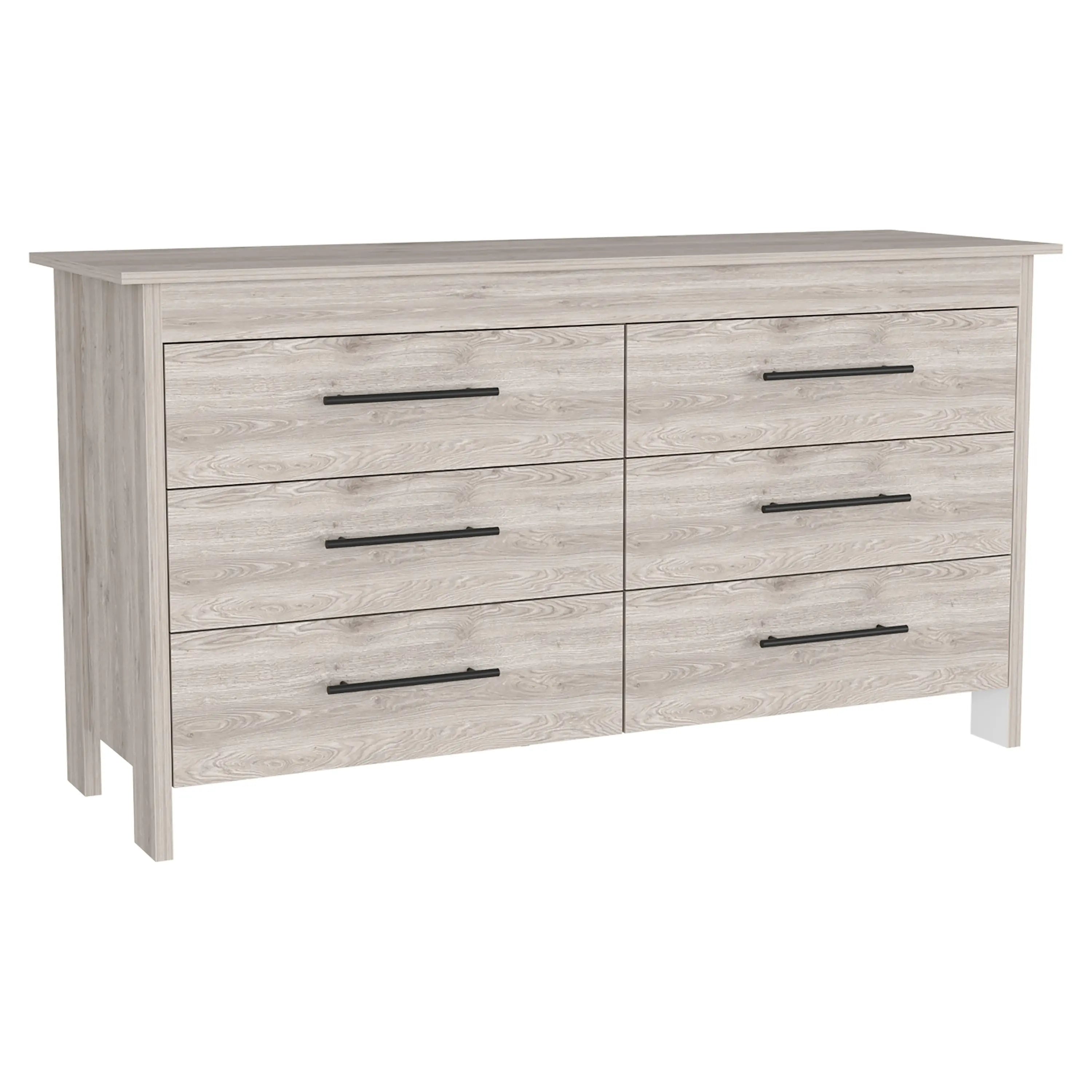 59" Light Gray Six Drawer Double Dresser Homeroots Bed & Bath