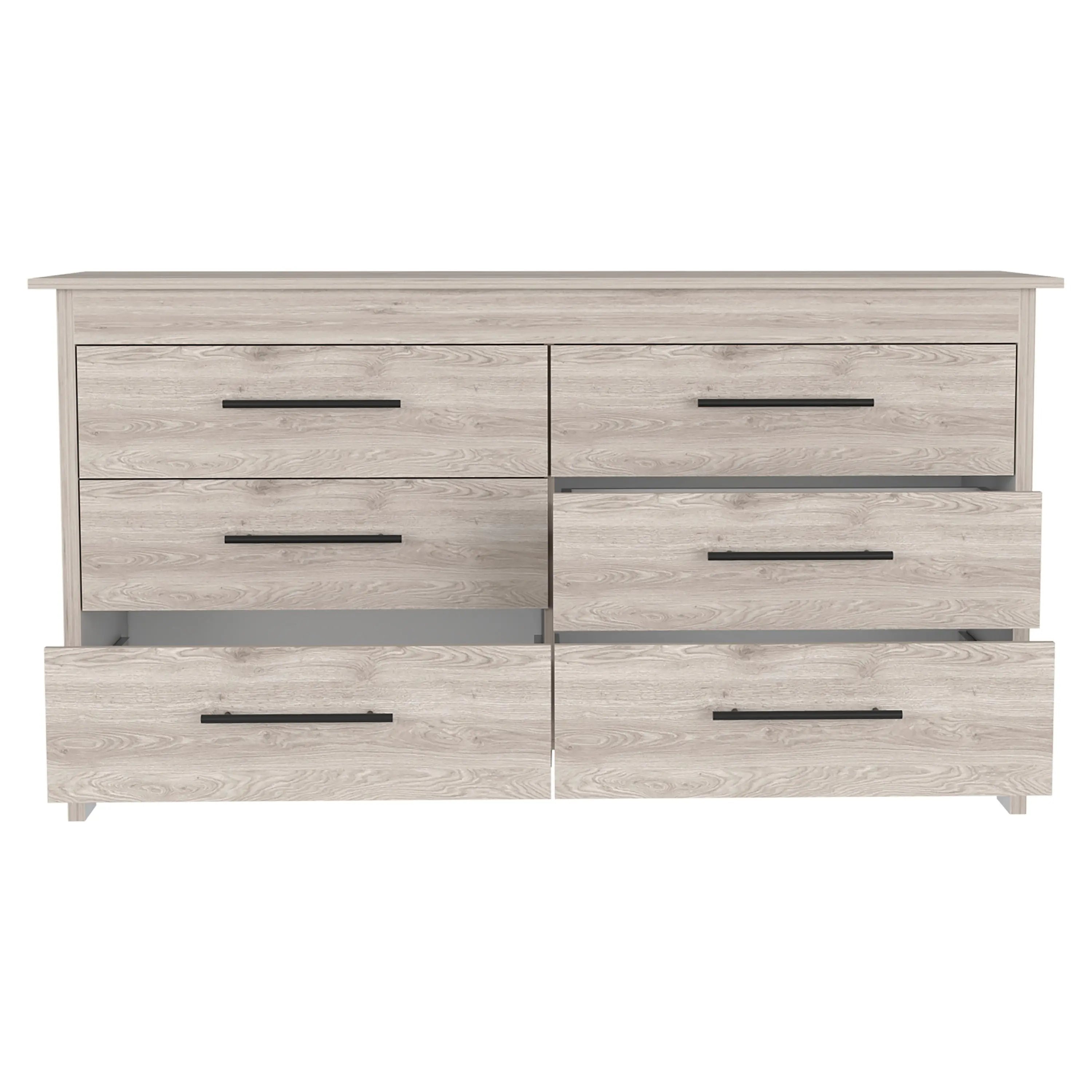 59" Light Gray Six Drawer Double Dresser Homeroots Bed & Bath