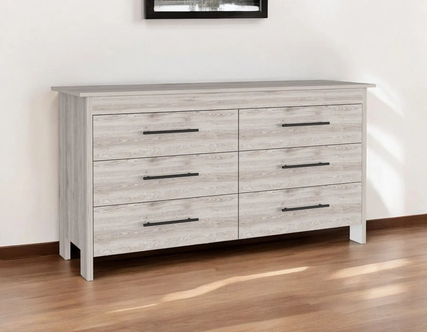 59" Light Gray Six Drawer Double Dresser Homeroots Bed & Bath
