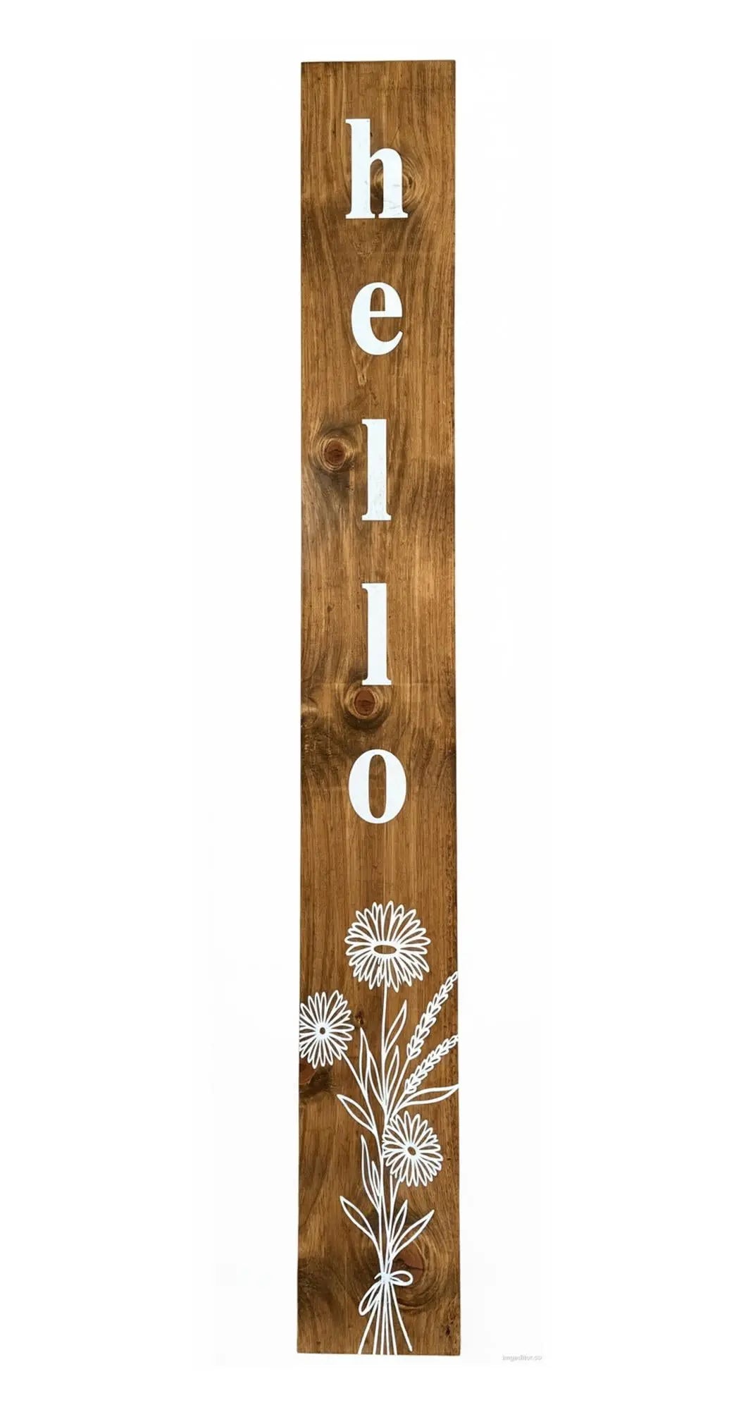 59" Natural And White Solid Wood Wildflowers Hello Porch Sign Homeroots Outdoor