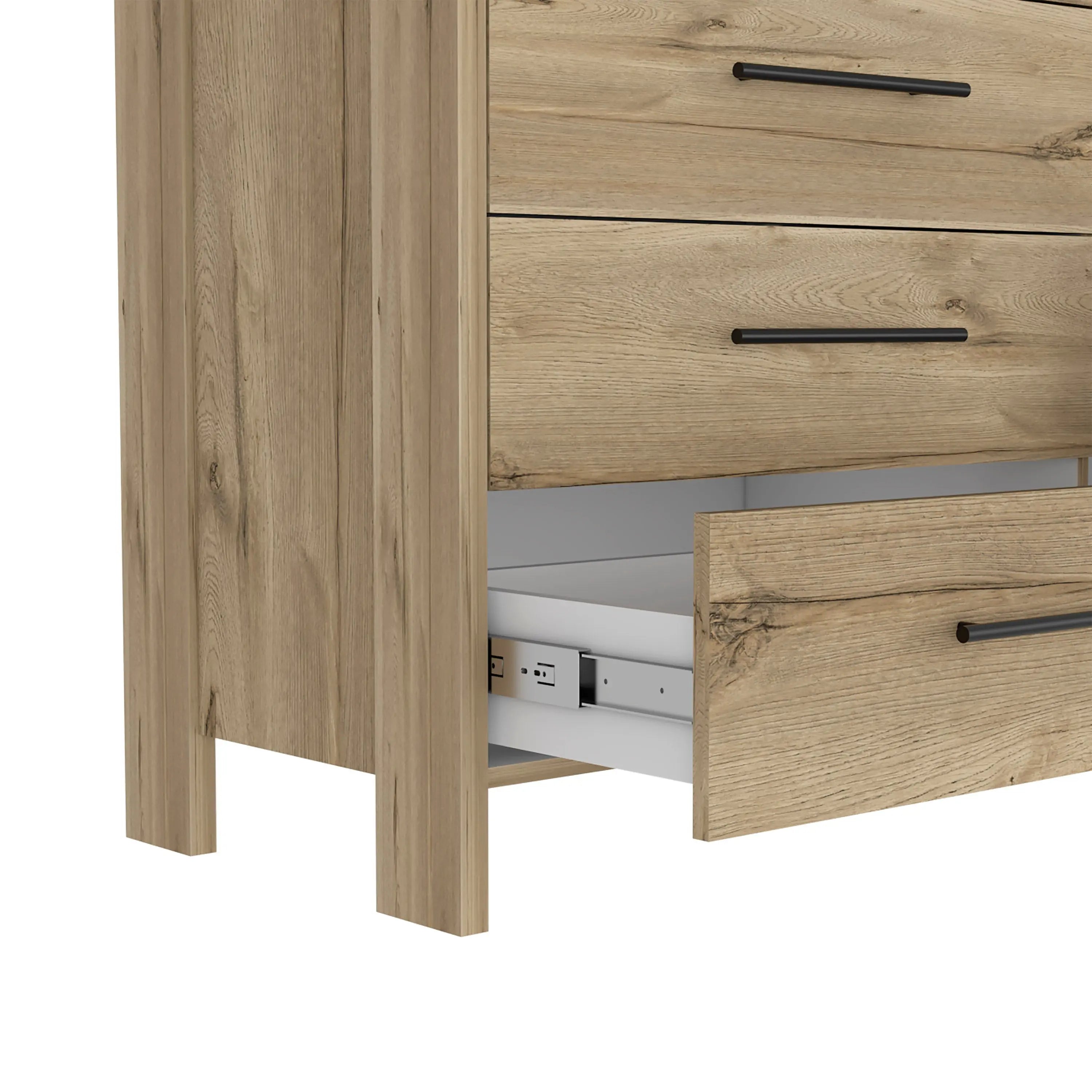 59" Natural Six Drawer Double Dresser Homeroots Bed & Bath
