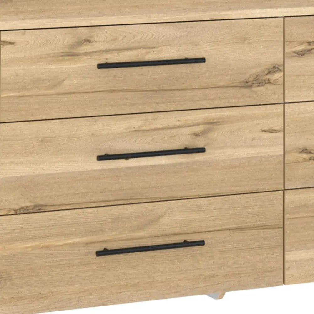 59" Natural Six Drawer Double Dresser Homeroots Bed & Bath