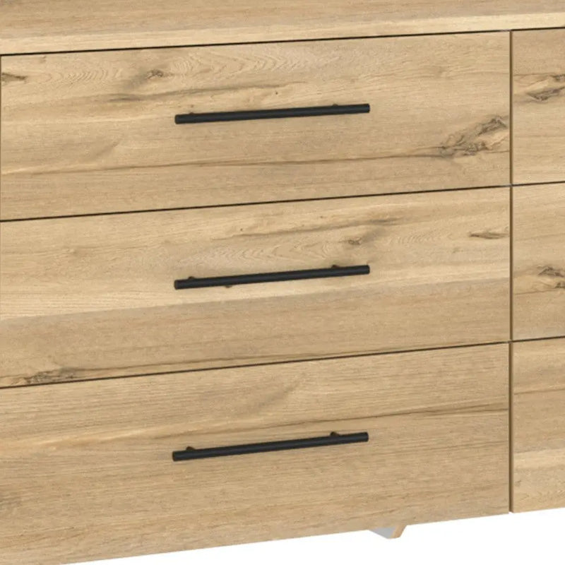 59" Natural Six Drawer Double Dresser Homeroots Bed & Bath