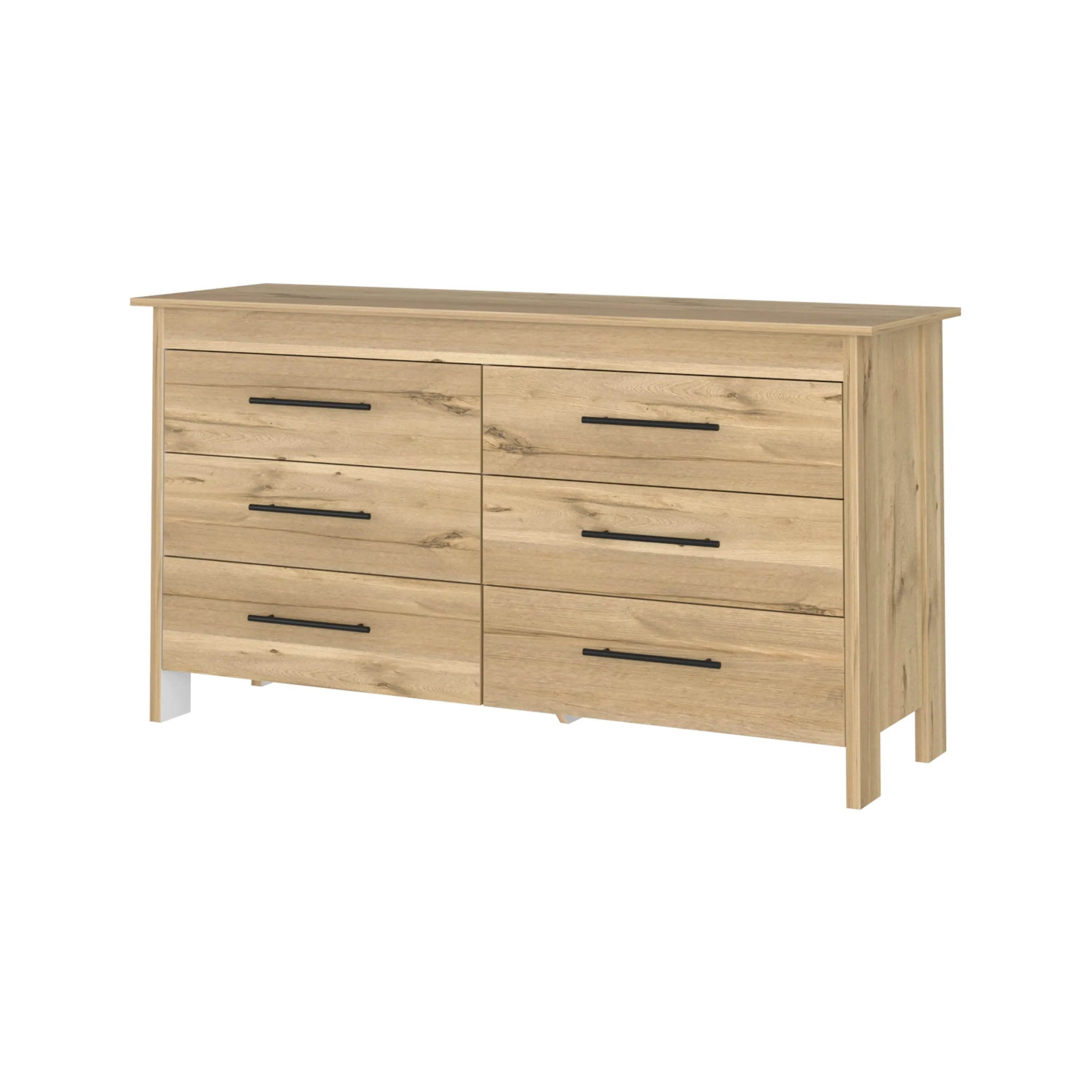 59" Natural Six Drawer Double Dresser Homeroots Bed & Bath