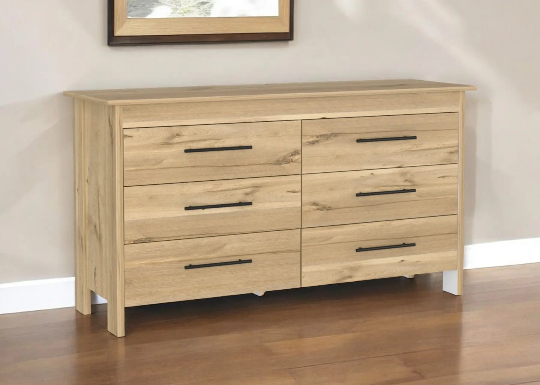 59" Natural Six Drawer Double Dresser Homeroots Bed & Bath