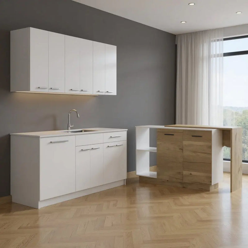 59" Natural White and Brown Wood Kitchen Island Set With Storage Homeroots Kitchen & Dining