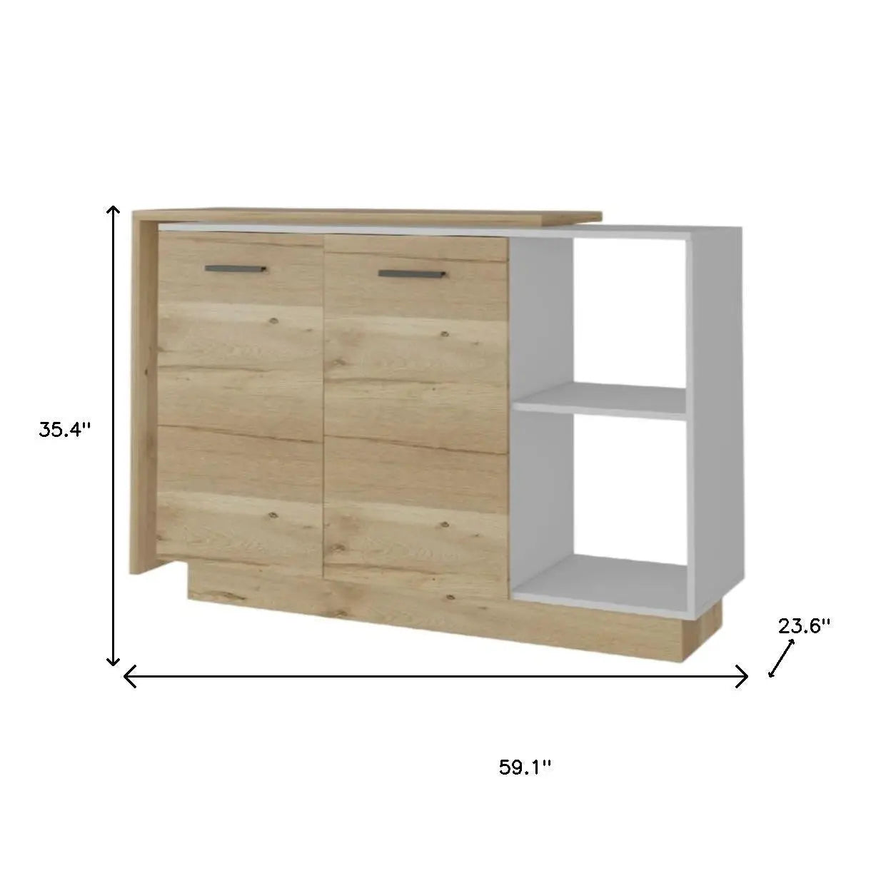 59" Natural White and Brown Wood Kitchen Island Set With Storage Homeroots Kitchen & Dining