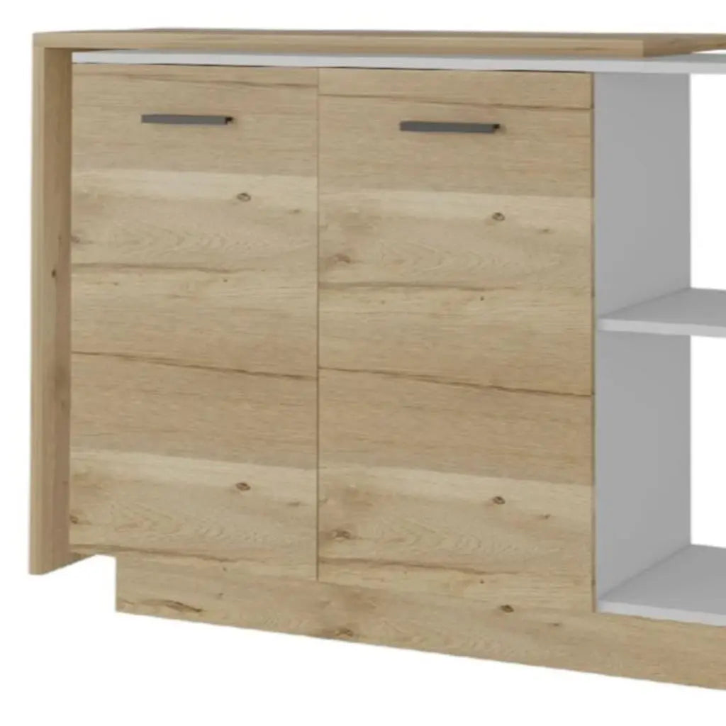 59" Natural White and Brown Wood Kitchen Island Set With Storage Homeroots Kitchen & Dining