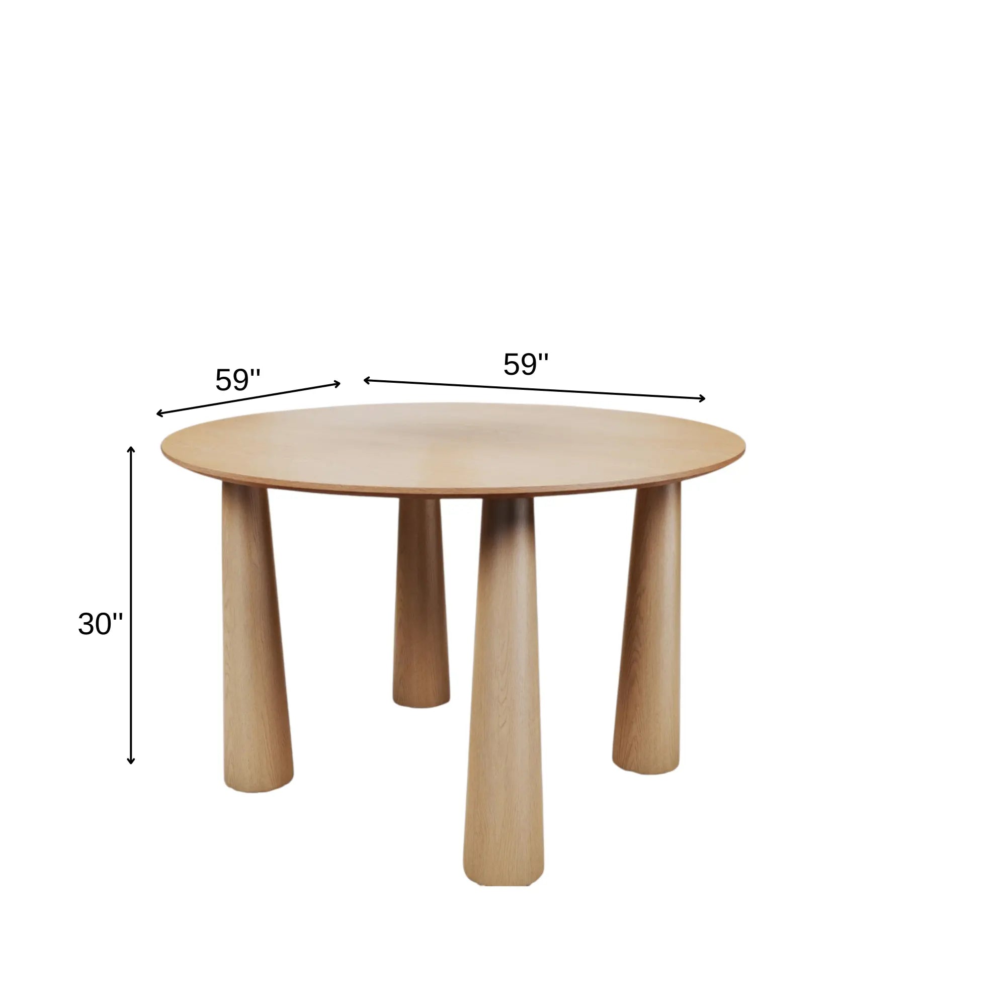 59" Natural Wood Round Top Dining Table Homeroots Kitchen & Dining