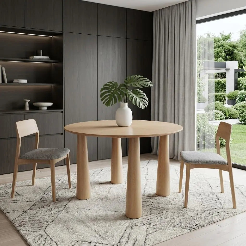 59" Natural Wood Round Top Dining Table Homeroots Kitchen & Dining
