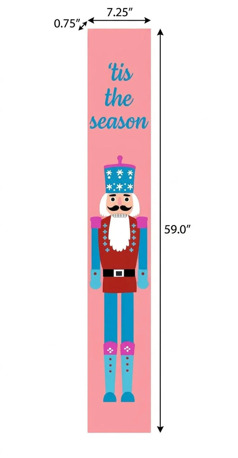 59" Pink And Blue Solid Wood Christmas Nutcracker Porch Sign Homeroots Outdoor