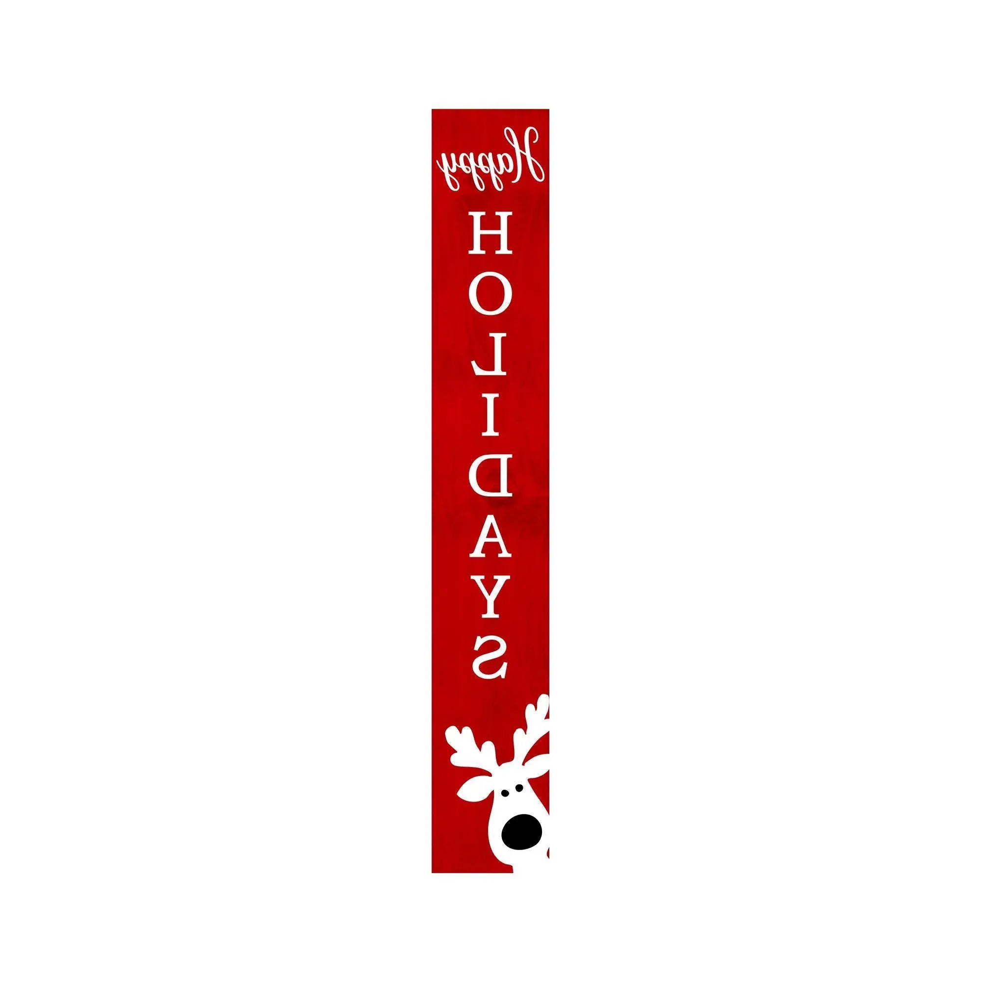 59" Red And White Solid Wood Happy Holidays Christmas Reindeer Porch Sign Homeroots Outdoor