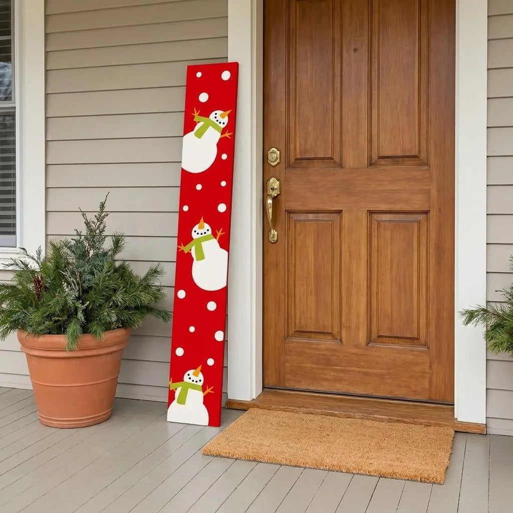 59" Red And White Solid Wood Porch Sign Homeroots Outdoor