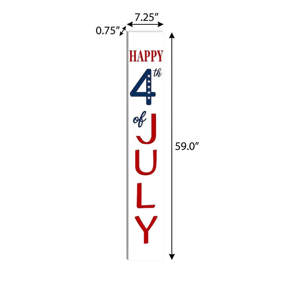 59" Red White And Blue Solid Wood Happy July 4th Porch Sign Homeroots Outdoor