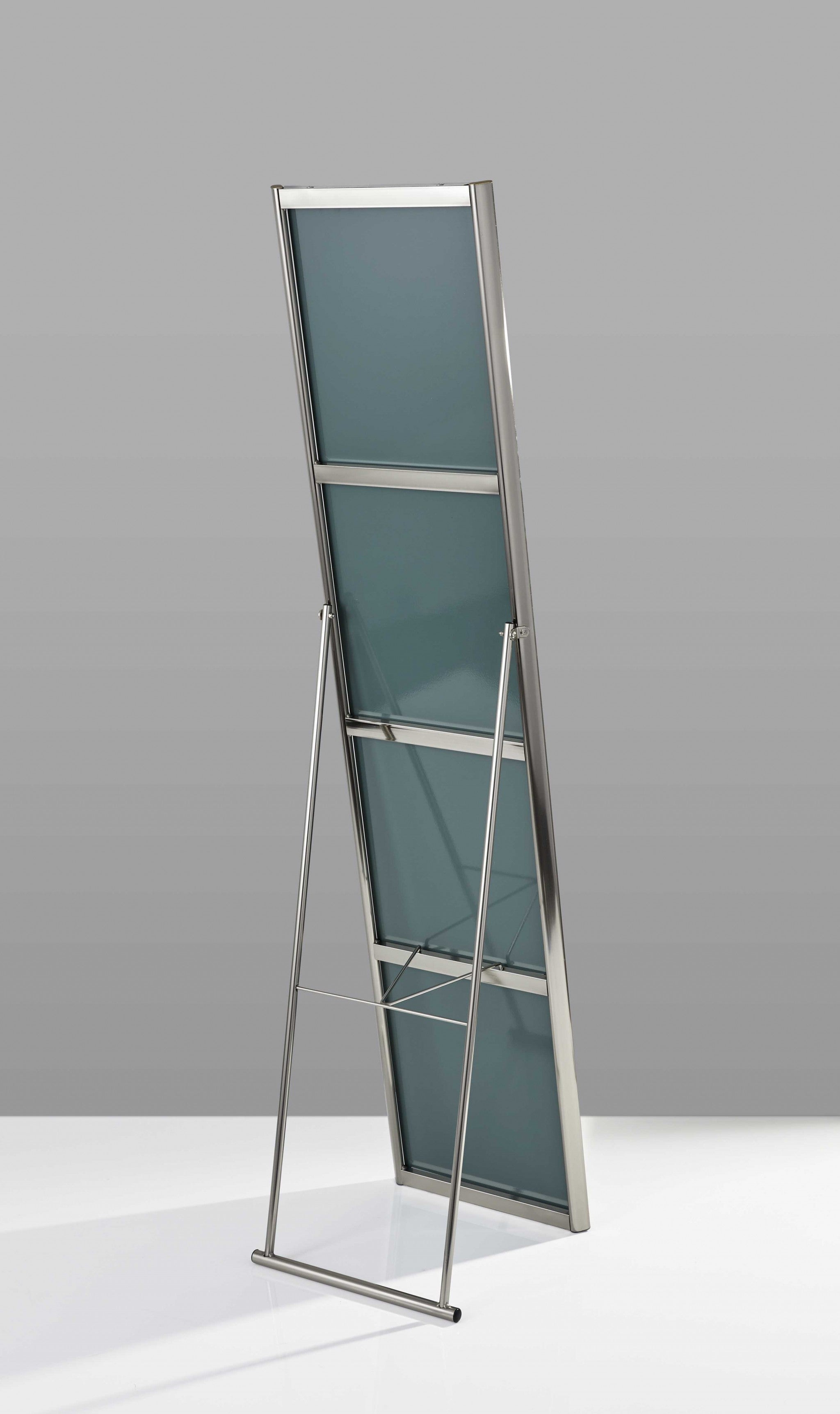 59" Silver Metal Framed Cheval Standing Mirror - GreatEagleInc
