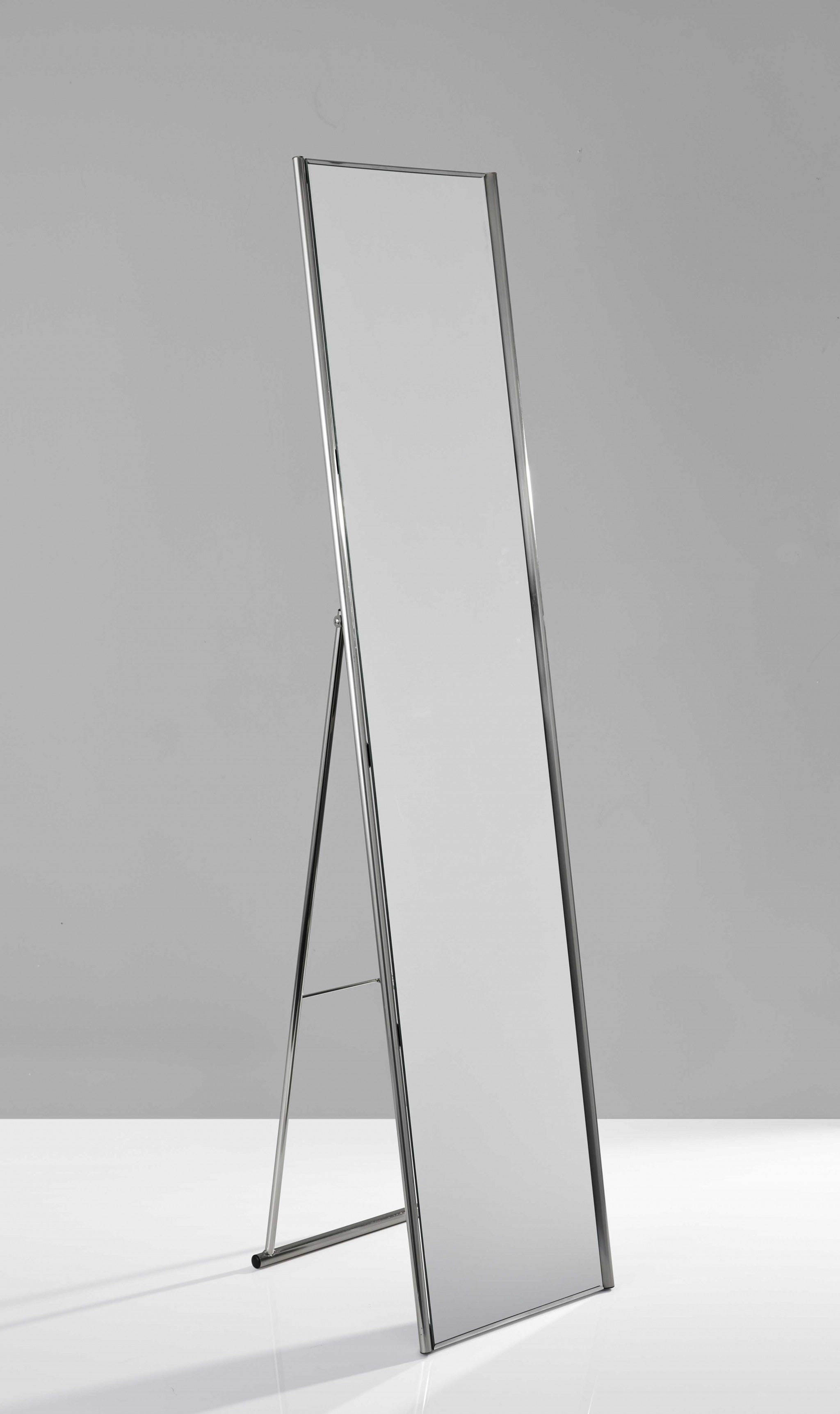 59" Silver Metal Framed Cheval Standing Mirror - GreatEagleInc