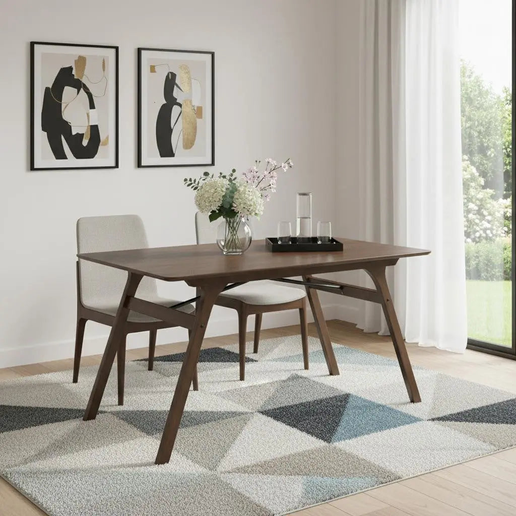 59" Walnut Wood Dining Table Homeroots Kitchen & Dining