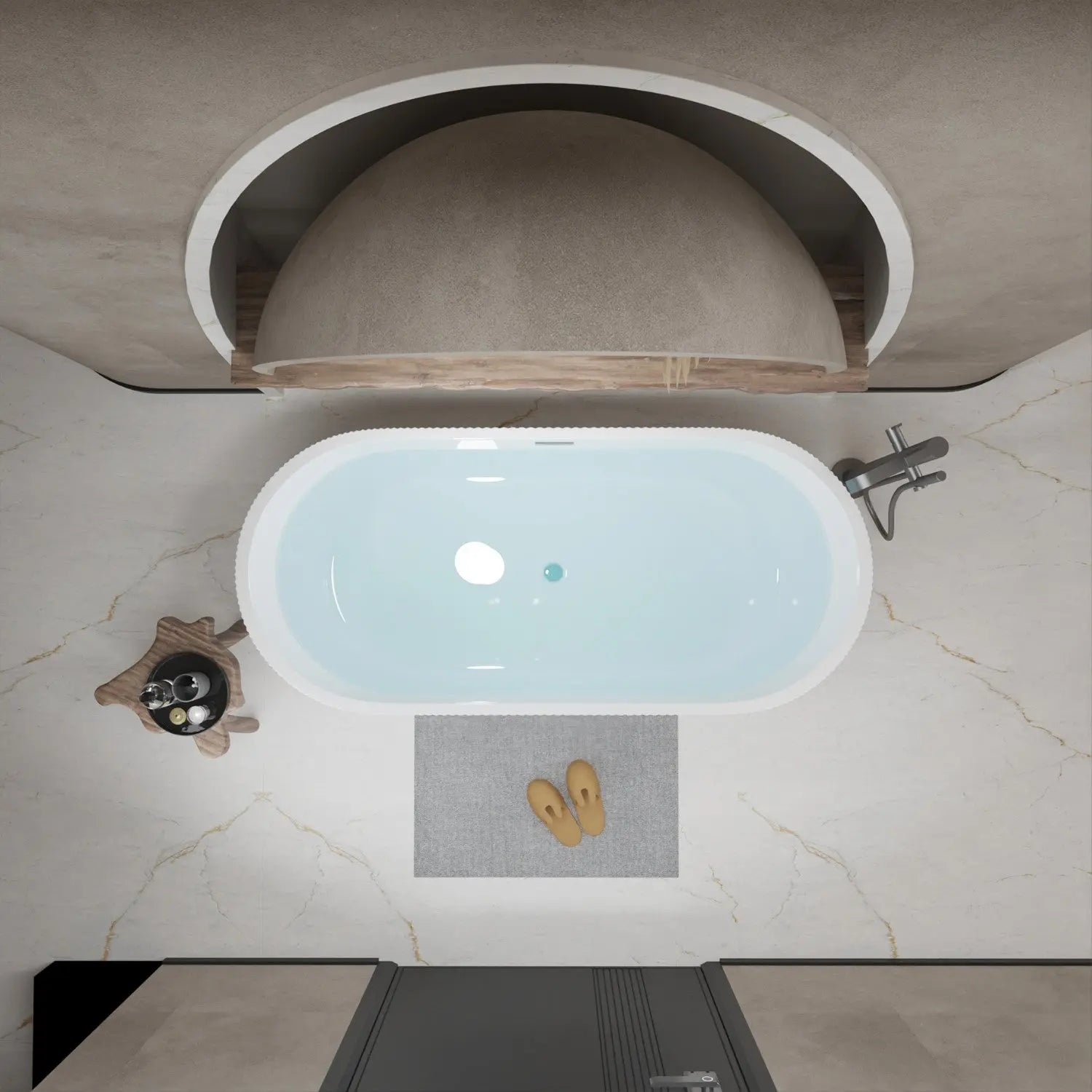 59" White Acrylic Oval Bath Tub Homeroots Bed & Bath