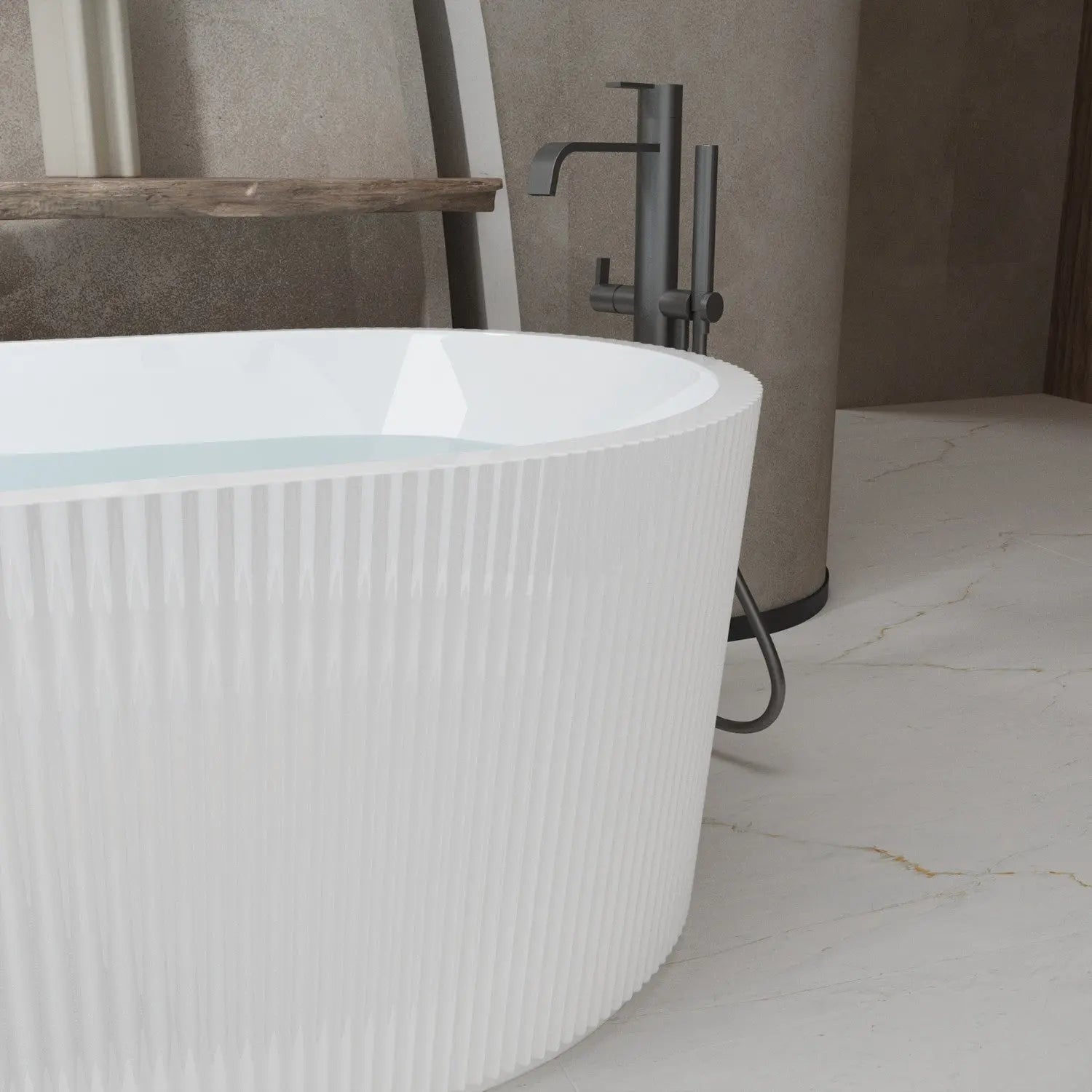 59" White Acrylic Oval Bath Tub Homeroots Bed & Bath