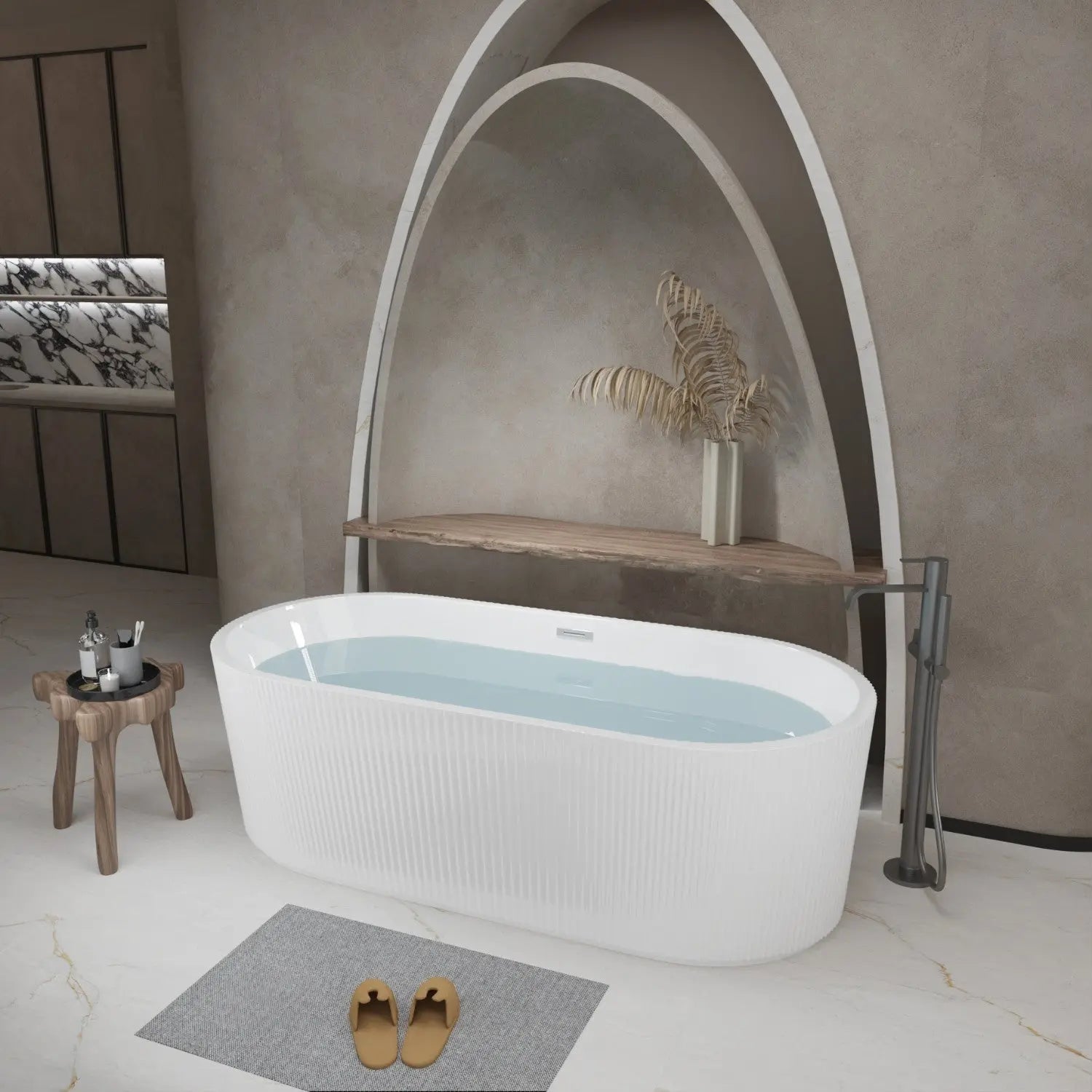 59" White Acrylic Oval Bath Tub Homeroots Bed & Bath