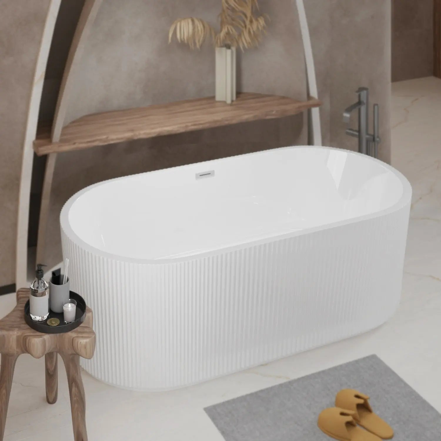 59" White Acrylic Oval Bath Tub Homeroots Bed & Bath