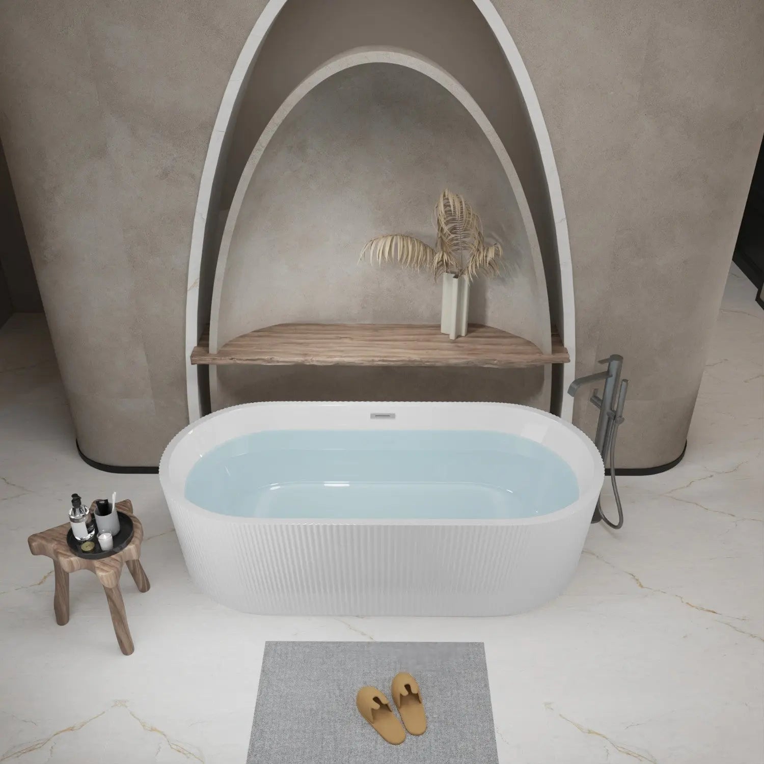 59" White Acrylic Oval Bath Tub Homeroots Bed & Bath