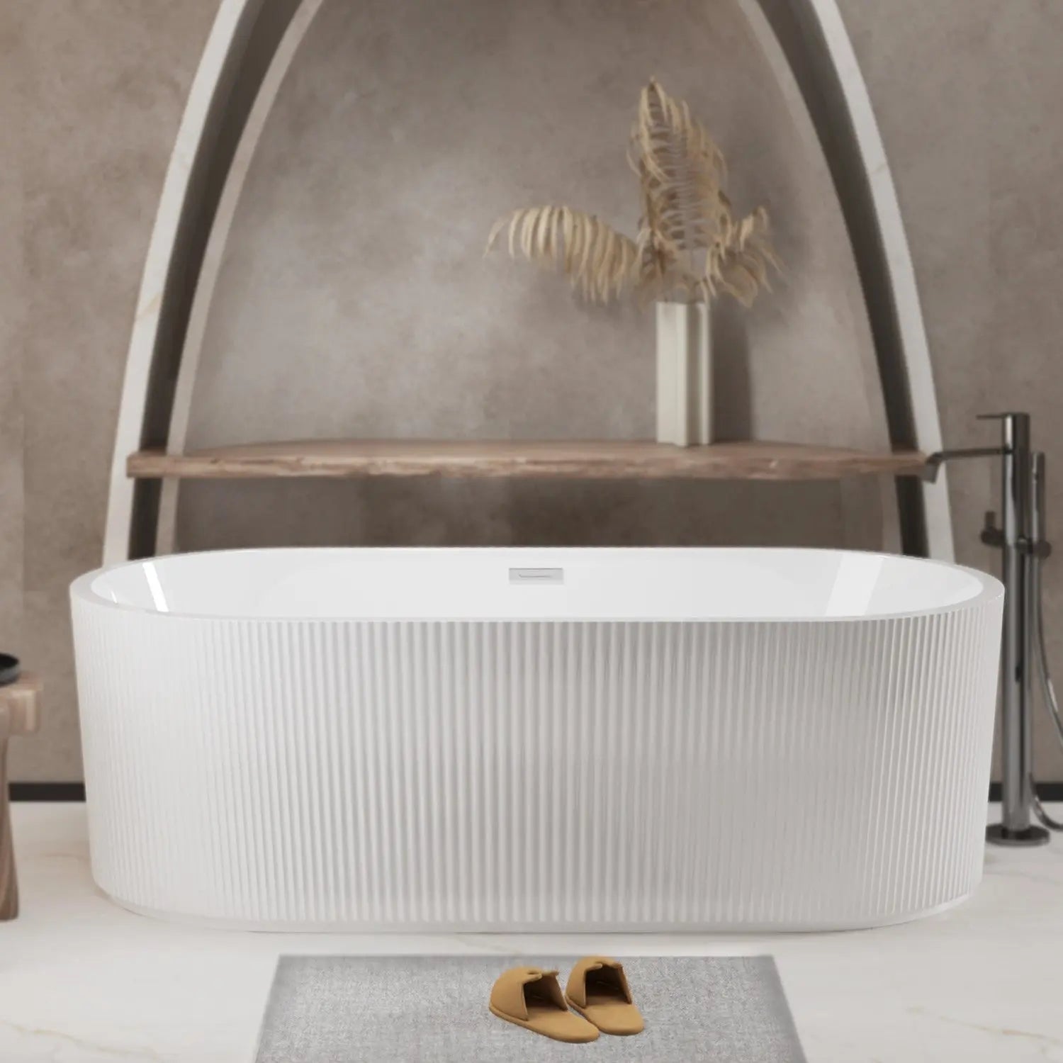 59" White Acrylic Oval Bath Tub Homeroots Bed & Bath