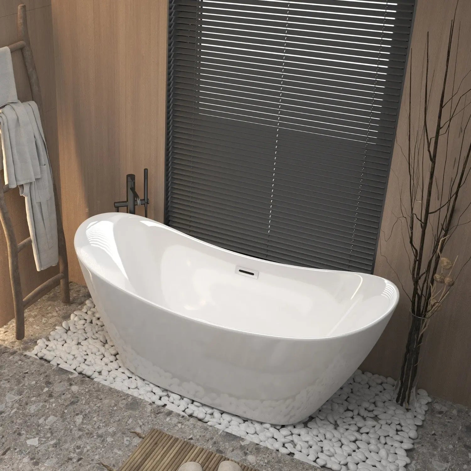 59" White Acrylic Oval Bath Tub Homeroots Bed & Bath