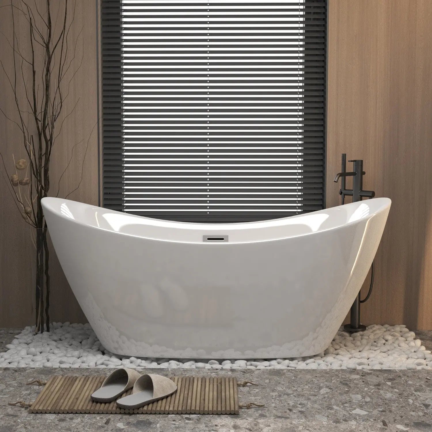 59" White Acrylic Oval Bath Tub Homeroots Bed & Bath