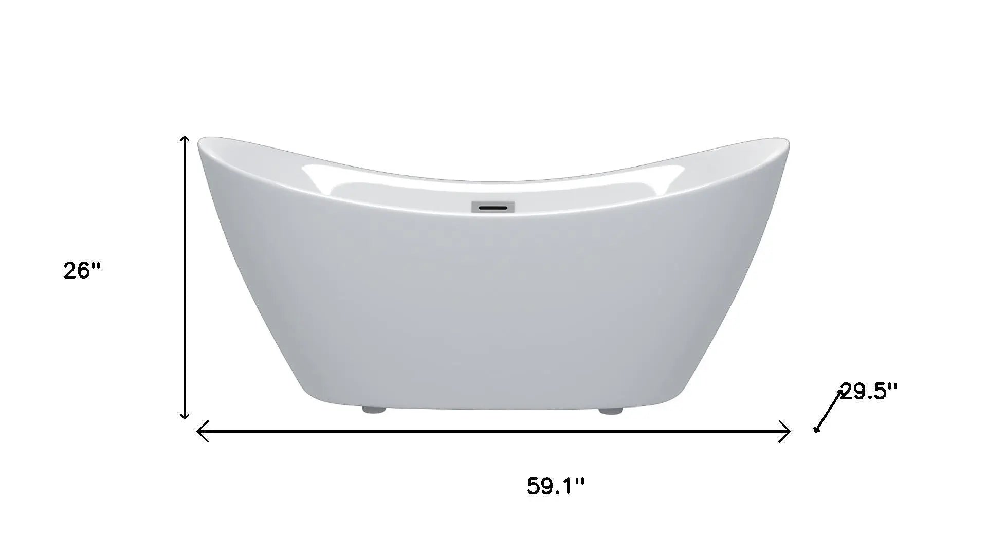 59" White Acrylic Oval Bath Tub Homeroots Bed & Bath