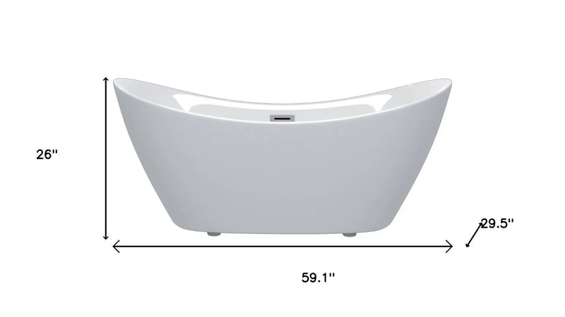 59" White Acrylic Oval Bath Tub Homeroots Bed & Bath