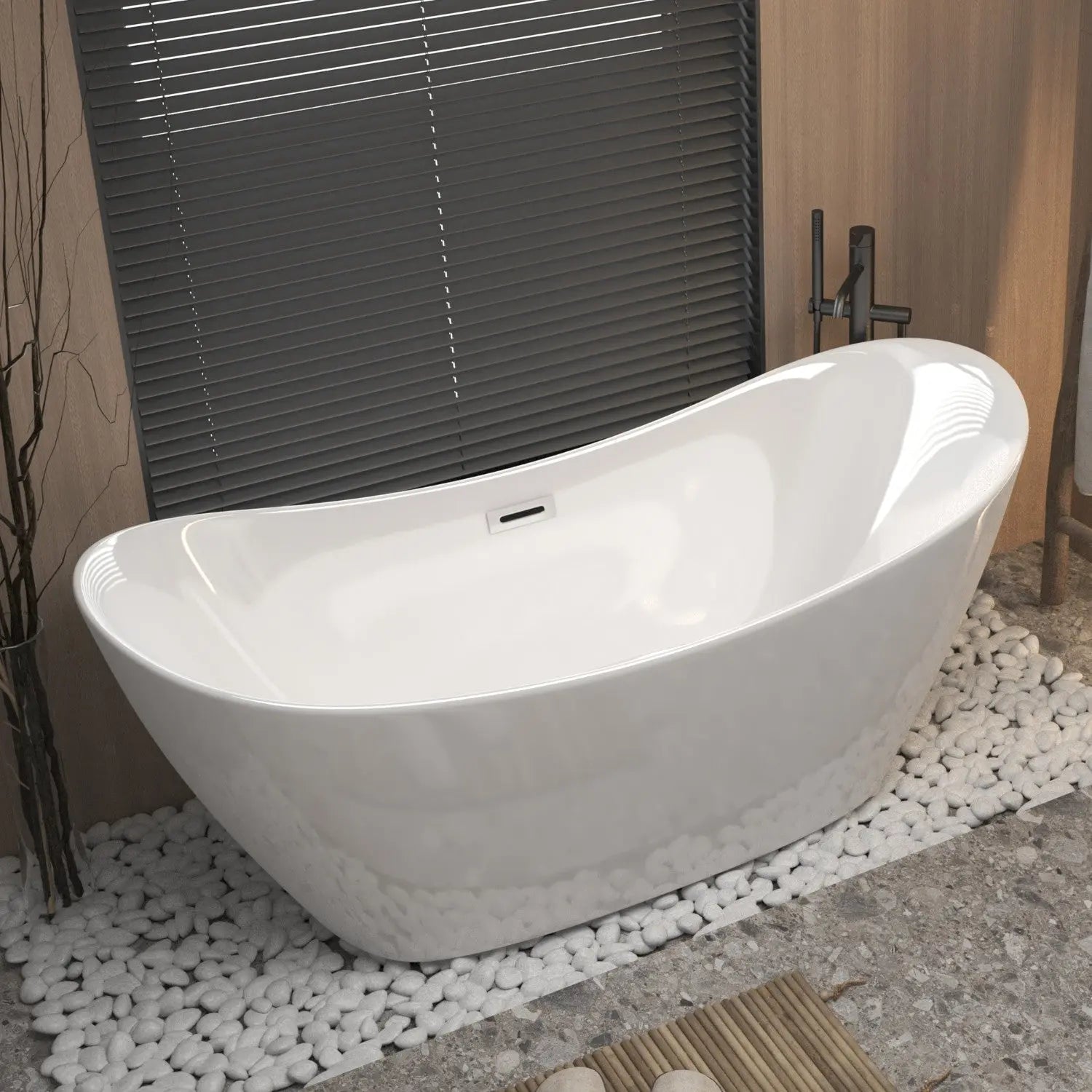 59" White Acrylic Oval Bath Tub Homeroots Bed & Bath