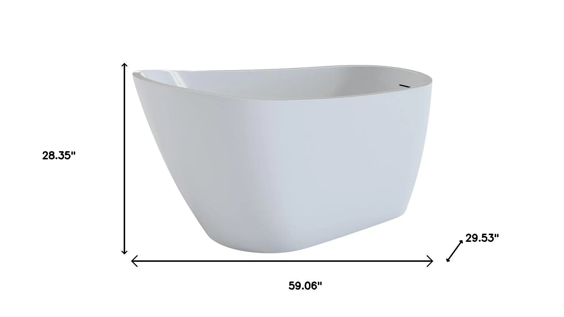 59" White Acrylic Oval Bath Tub Homeroots Bed & Bath