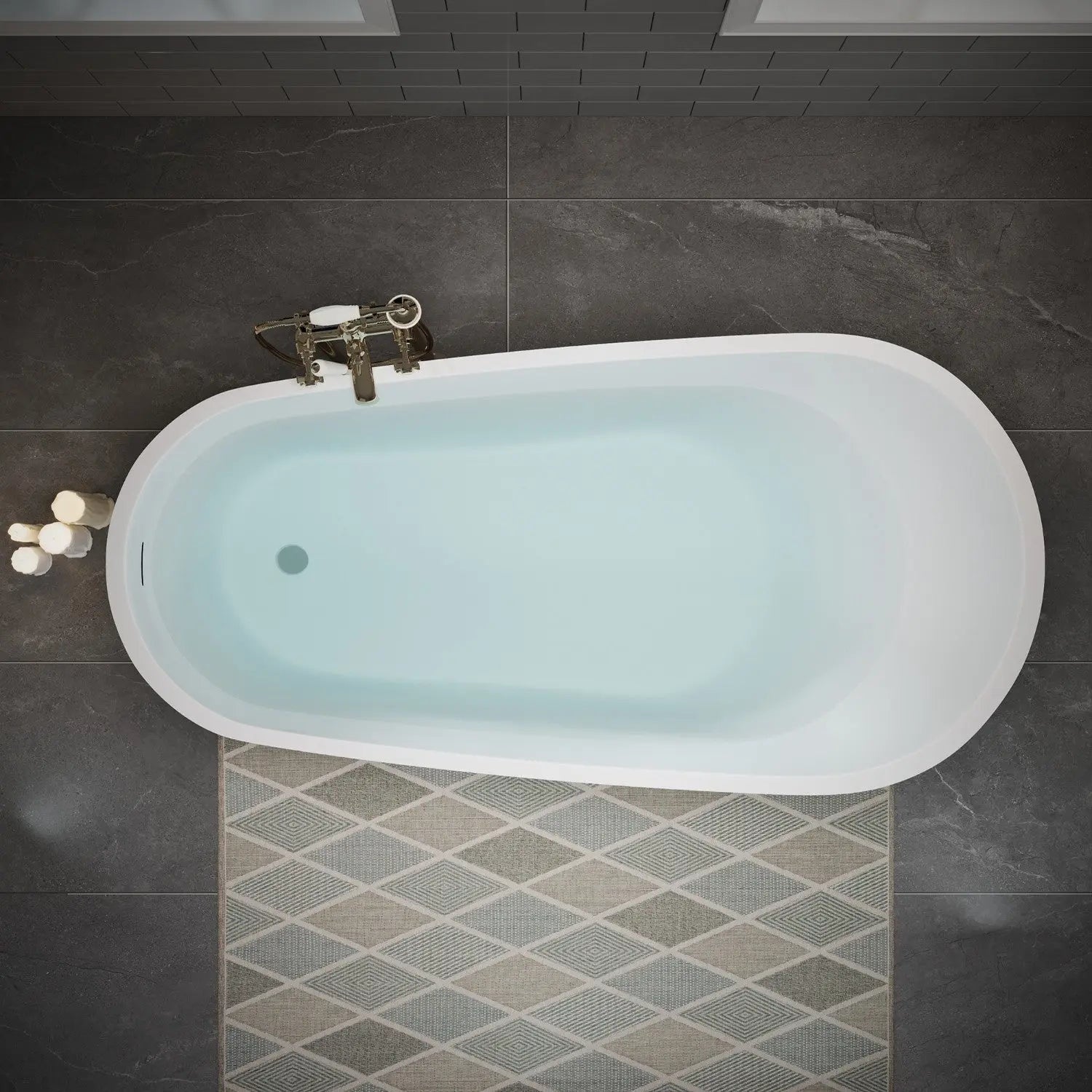 59" White Acrylic Oval Bath Tub Homeroots Bed & Bath