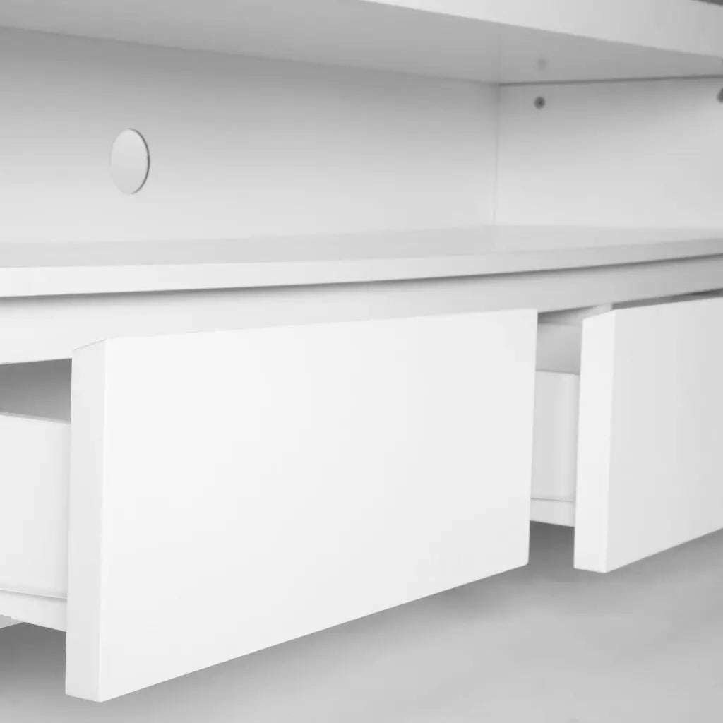 59" White Enclosed and Open Storage TV Stand Homeroots Living Room