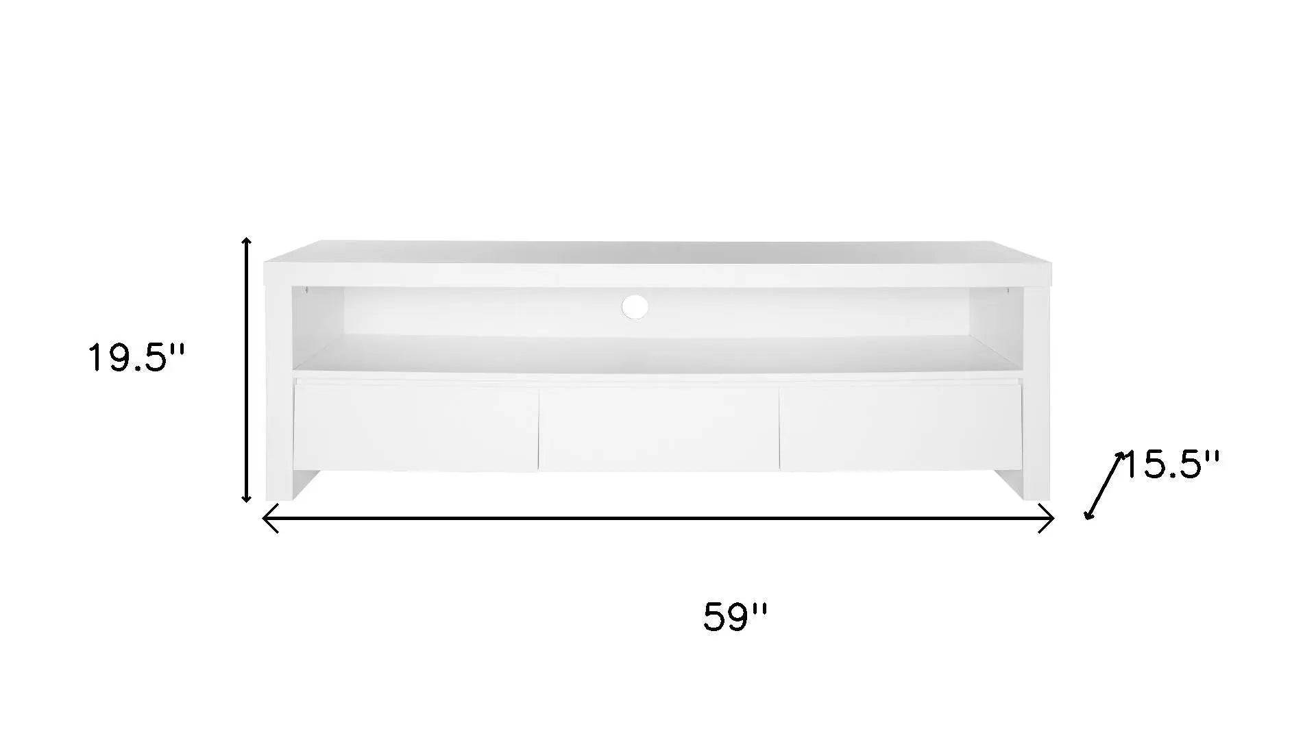 59" White Enclosed and Open Storage TV Stand Homeroots Living Room