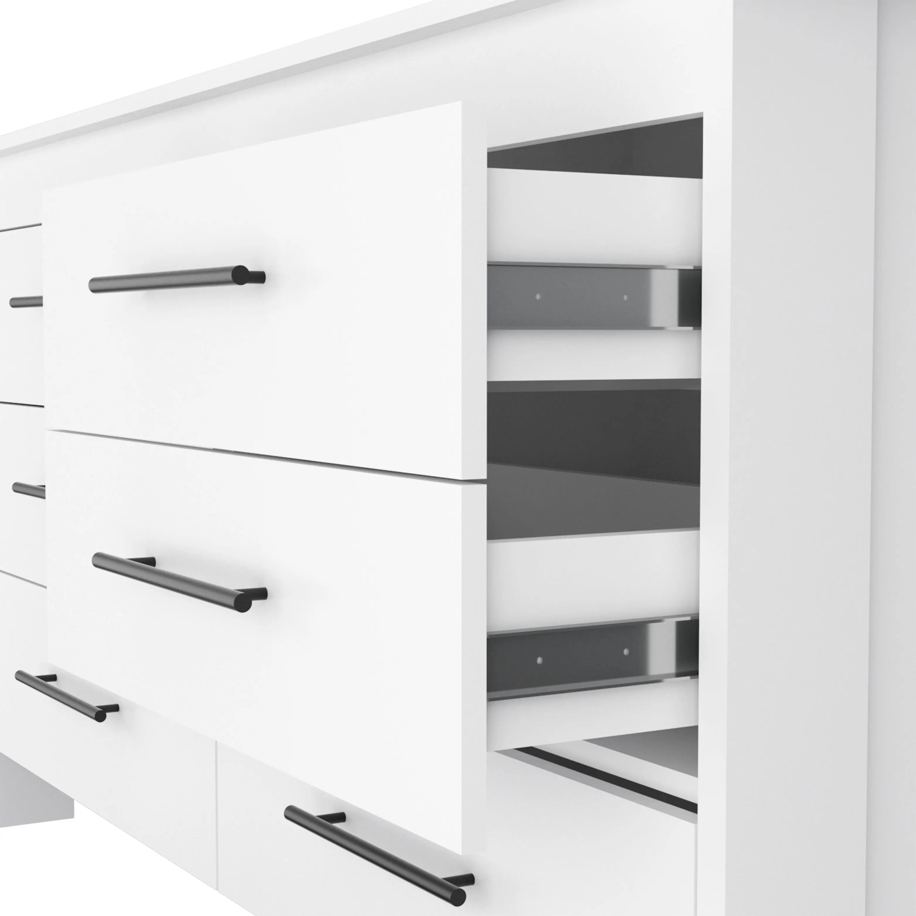 59" White Six Drawer Double Dresser Homeroots Bed & Bath