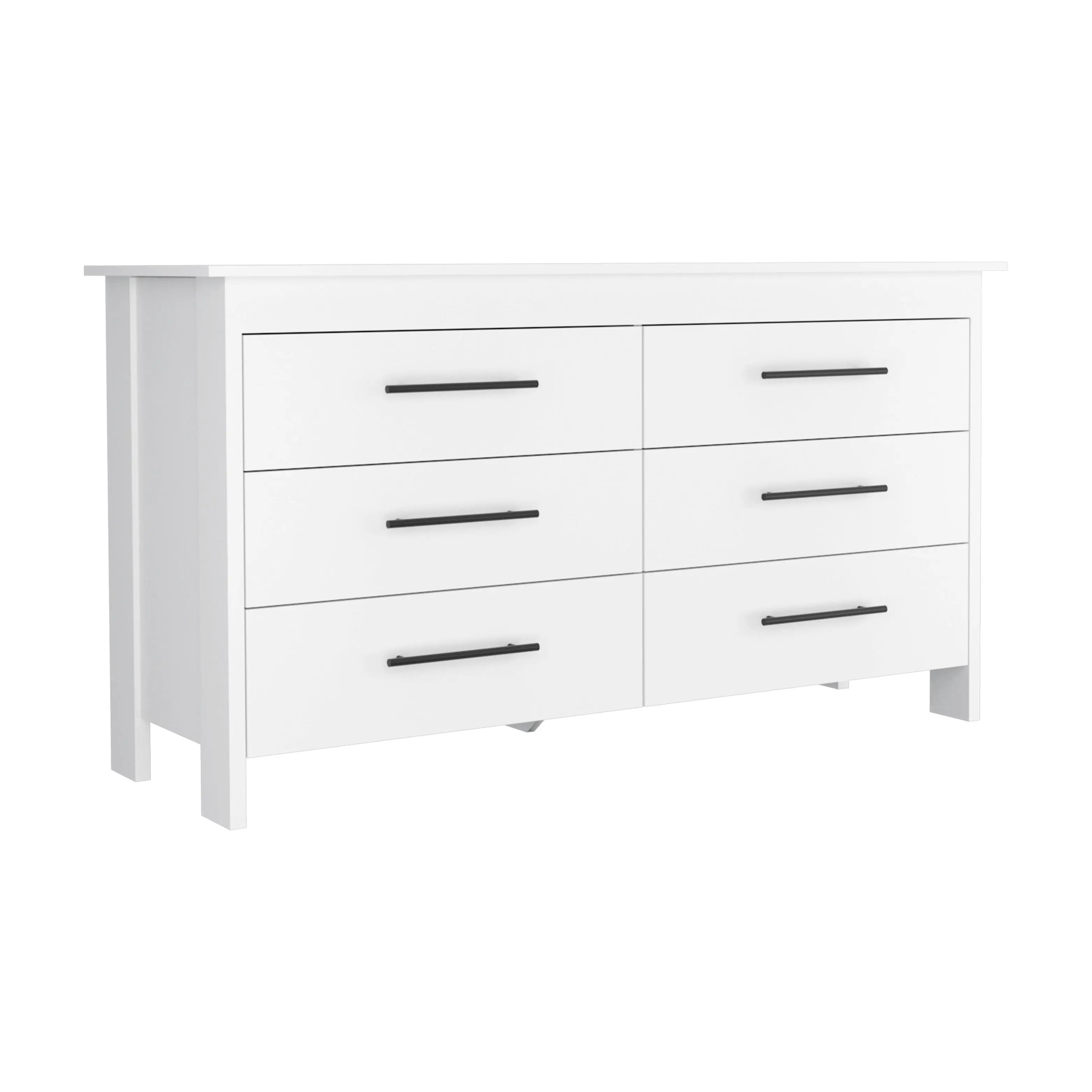 59" White Six Drawer Double Dresser Homeroots Bed & Bath