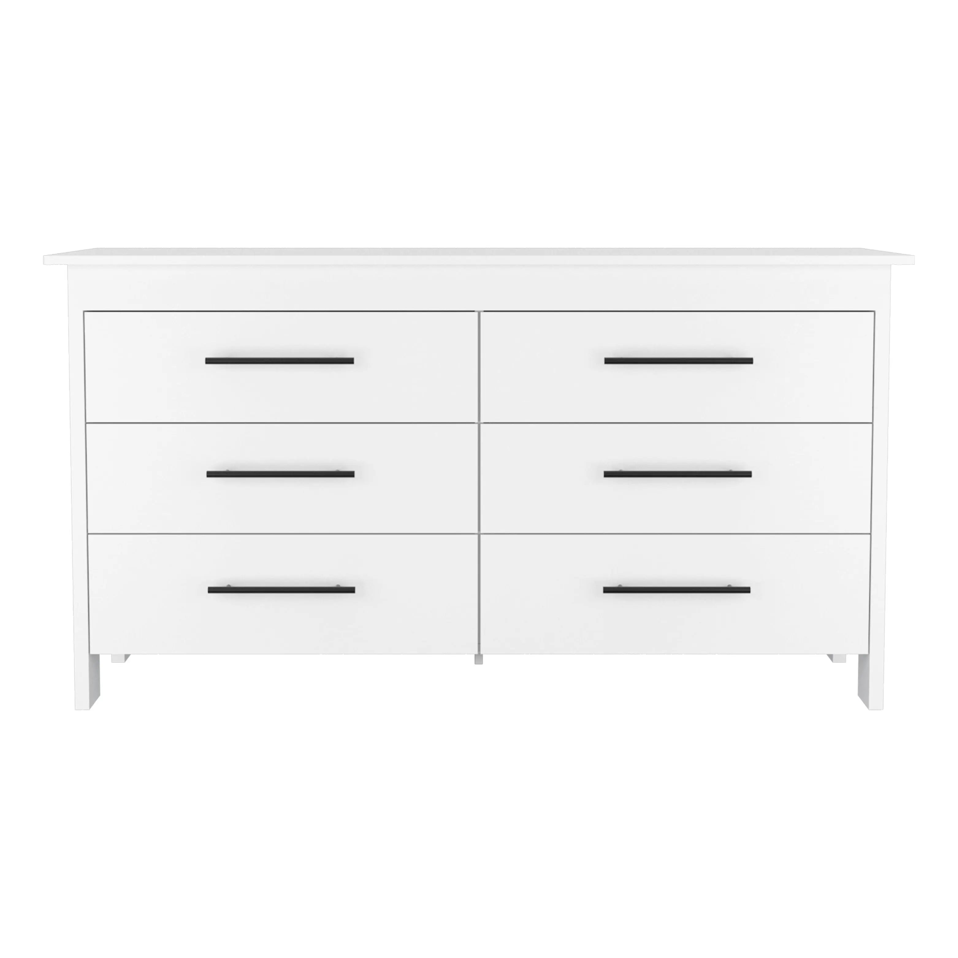 59" White Six Drawer Double Dresser Homeroots Bed & Bath