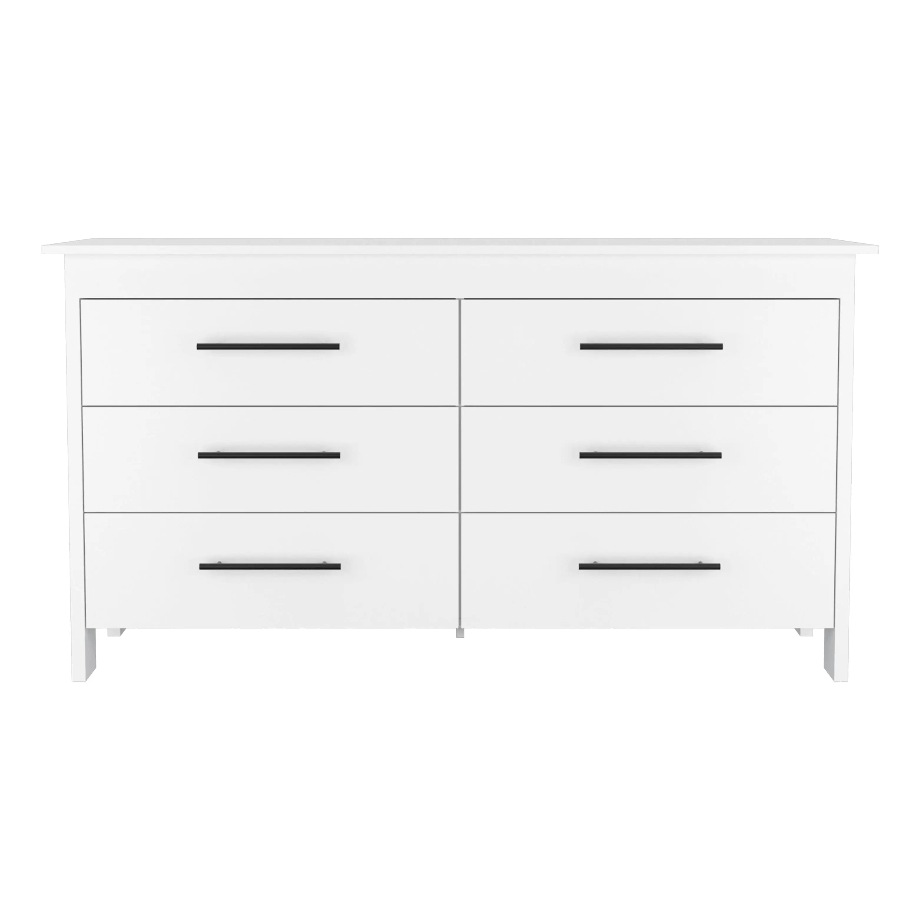 59" White Six Drawer Double Dresser Homeroots Bed & Bath