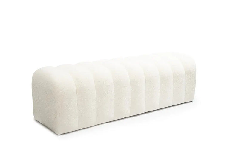 59" White Tufted Boucle Upholstered Bench Homeroots Living Room