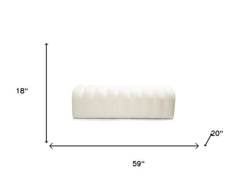 59" White Tufted Boucle Upholstered Bench Homeroots Living Room