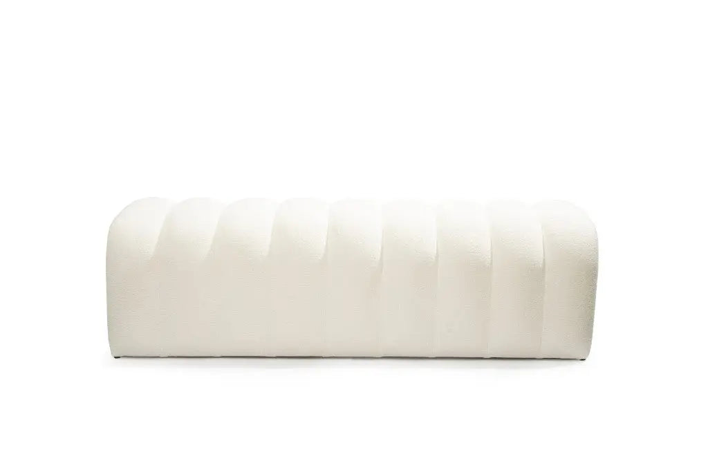 59" White Tufted Boucle Upholstered Bench Homeroots Living Room