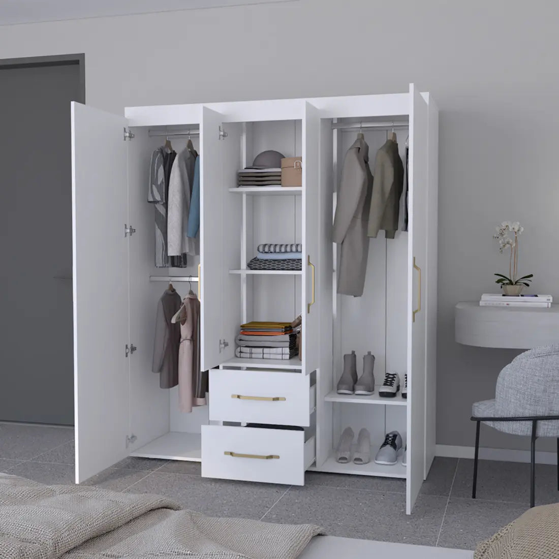59" White Two Drawer Combo Dresser - GreatEagleInc
