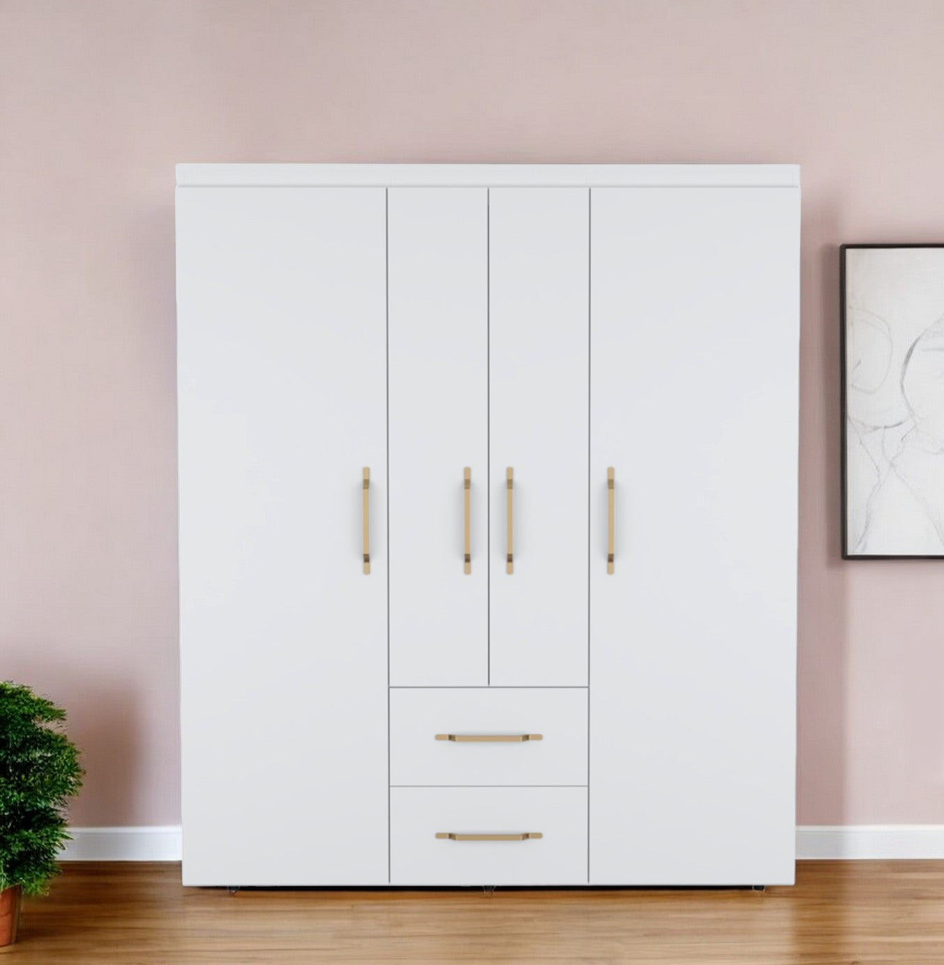 59" White Two Drawer Combo Dresser - GreatEagleInc