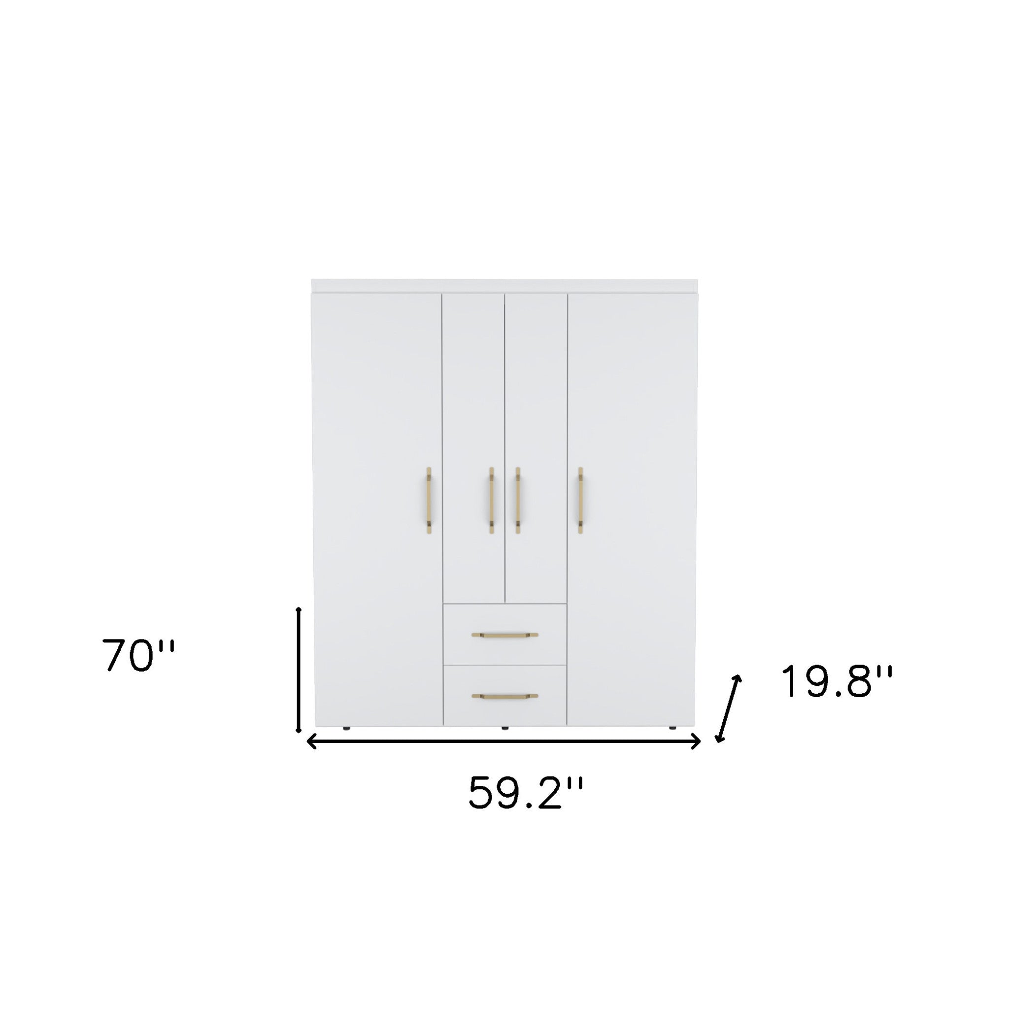 59" White Two Drawer Combo Dresser - GreatEagleInc